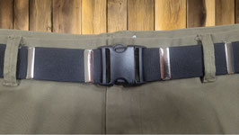 Ceinture une boucle" Ouanary" , élastine lignée en noir et en gris