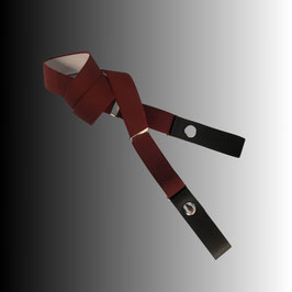 Ceinture sans boucle " MEDOC "Bordeaux et cuir noir