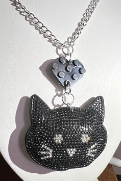 Miss Brixx Lego Heart & Black Cat Necklace