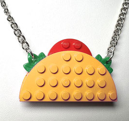 Miss Brixx Lego Taco Necklaces. Pink & Yellow colorways.