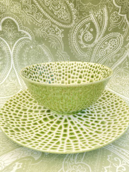 Schale "Lotus" grün mit Teller