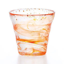 *HANDMADE GLASS TUMBLER with GOLD LEAVES: SUNSET