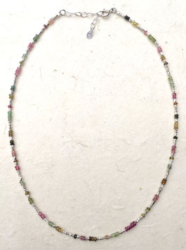 Collier - Perles en Argent / Tourmalines -