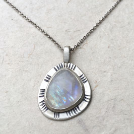 Pendentif - Argent / Pierre de lune - Pièce Unique -