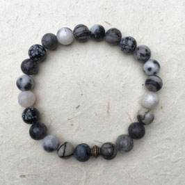 Bracelet pierres naturelles - Mix noir/blanc/gris -