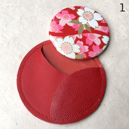 Miroir de poche + pochette en cuir