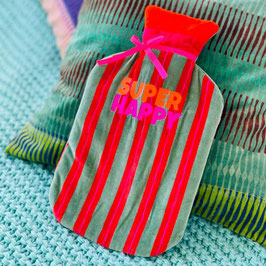 Bettflasche Samt Pinstripe SUPER HAPPY & LOVE