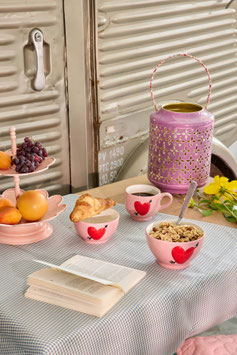 Keramik Becher Rice - Pink - Embossed Heart Design