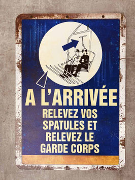 Panneau signalisation ski "Arrivée télésiège"
