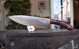 Couteau de cuisine grande taille en peuplier stabilisé violet