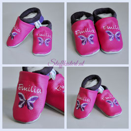 Lederpuschen "PINK BUTTERFLY"