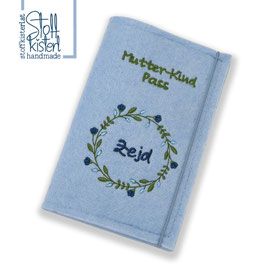 Mutter-Kind-Pass Hülle "BLUMENKRANZ" hellblau