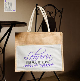 Jutetasche "LEHRERIN - FRAU MIT KLASSE"