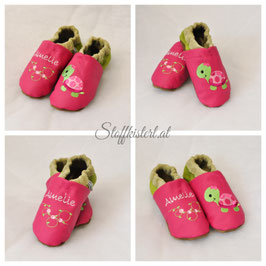 Lederpuschen "PINK TURTLE"
