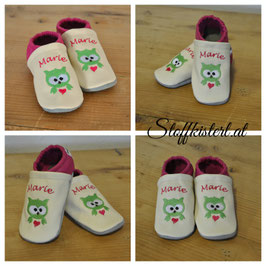 Lederpuschen "GREEN OWL"