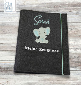Zeugnismappe "ELEFANT" bestickt