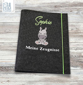 Zeugnismappe "ZEBRA" bestickt