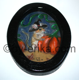Souris aux citrouilles, encadrée