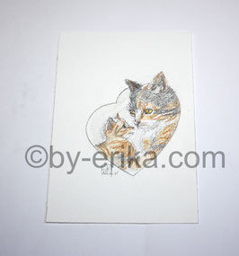 chat amour dessin original