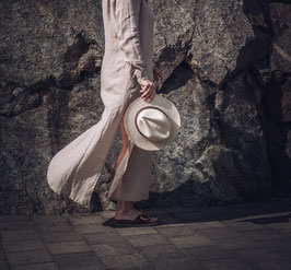 Classic naturfärgat Panamahatt med brunt hattband