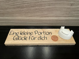 Holzklötzchen Glück mit Schweinchen