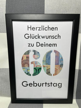 Geldgeschenk Bilderrahmen 60.Geburtstag personalisierbar