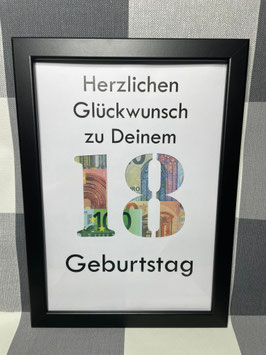 Geldgeschenk Bilderrahmen 18. Geburtstag personalisierbar