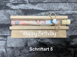 Geldgeschenk • Geburtstag • Reagenzglas • Geschenkverpackung aus Holz • Eiche • Klötzchen
