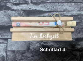 Geldgeschenk • Hochzeit • Reagenzglas • Geschenkverpackung aus Holz • Eiche • Klötzchen