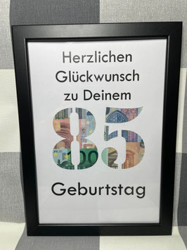 Geldgeschenk Bilderrahmen 85. Geburtstag personalisierbar