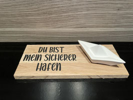 Holzklötzchen mit Schiffchen Heimathafen