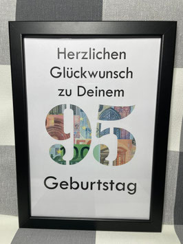 Geldgeschenk Bilderrahmen 95. Geburtstag personalisierbar