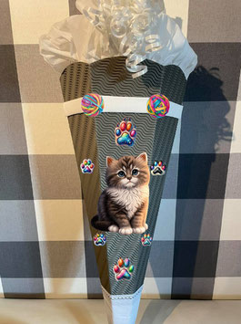 Dekoelemente für Schultüte Katze Tabby verschiedene Farben