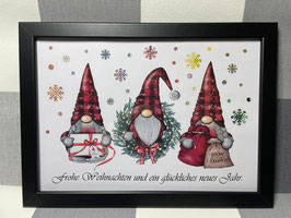 Geldgeschenk Bilderrahmen Weihnachten Wichtel Gnome personalisierbar
