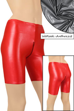 Damen Wetlook Radlerhose mit Schritt-RV anthrazit
