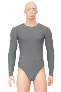 Herren Stringbody hochgeschlossen Drücker lange Ärmel matt anthrazit