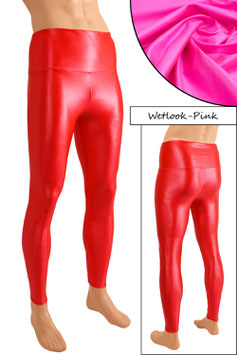 Herren Wetlook High-Waist Leggings pink