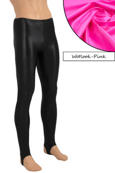 Herren Wetlook Leggings mit Steg pink