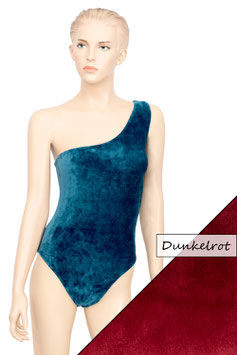 Damen Samt Body One-Shoulder asymmetrisch ohne Ärmel dunkelrot