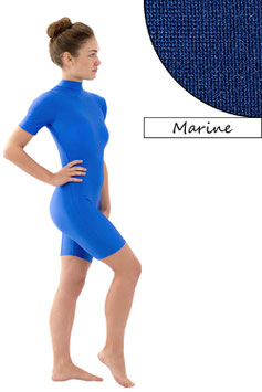 Damen Fitnessanzug Rücken-RV kurze Ärmel kurze Beine Marine