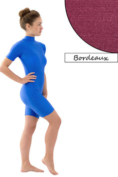Damen Fitnessanzug Rücken-RV kurze Ärmel kurze Beine Bordeaux