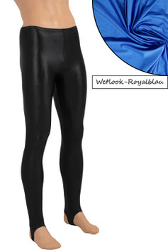 Herren Wetlook Leggings mit Steg royalblau