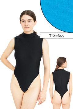 Damen Stringbody RRV+Kragen ohne Ärmel türkis