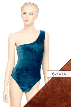 Damen Samt Body One-Shoulder asymmetrisch ohne Ärmel bronze