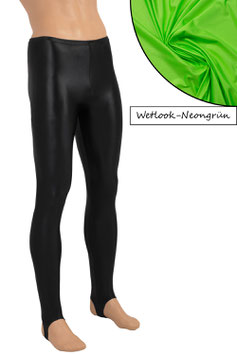 Herren Wetlook Leggings mit Steg neongrün