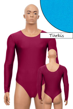 Herren Stringbody lange Ärmel türkis