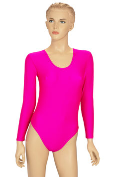 Damen Body Druckverschluss lange Ärmel Rundhals pink