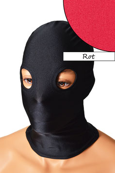 Kopfhaube (Maske) rot, mit Löchern für Augen