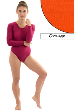 Damen Body lange Ärmel Rundhals orange