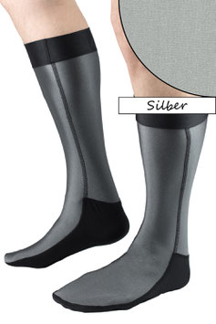 Socken mittellang Silber mit schwarzer Sohle